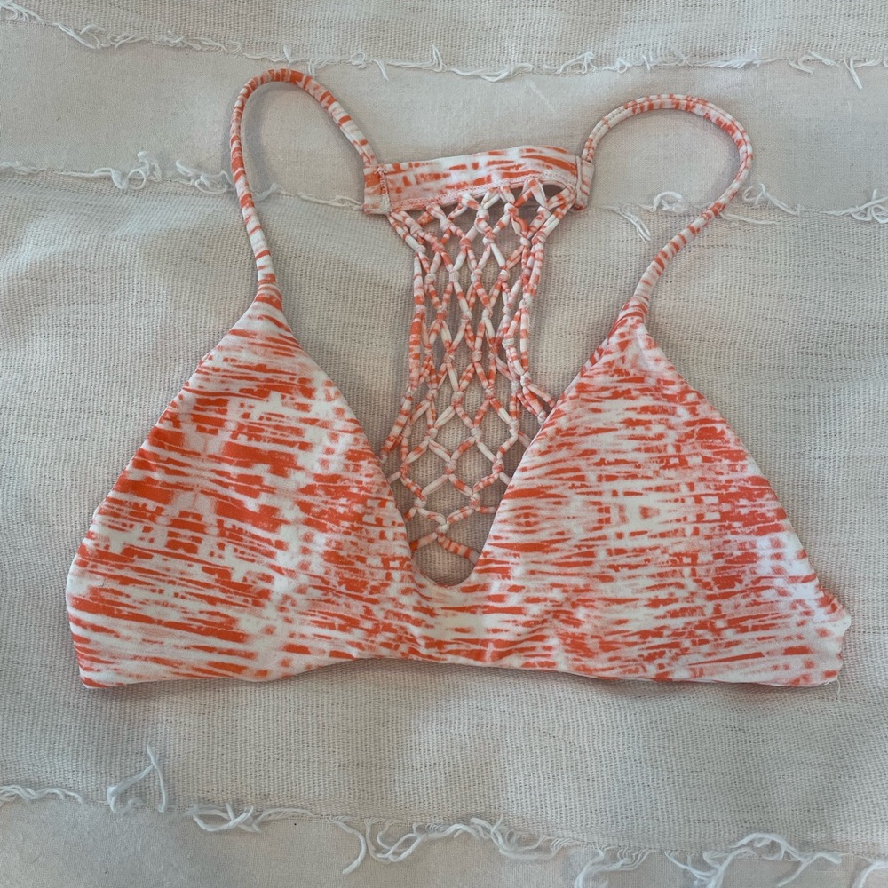 Mikoh coral tie dye bikini top